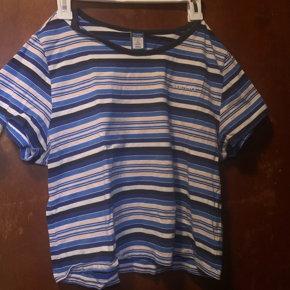 Old Navy Navy and White Striped Tee